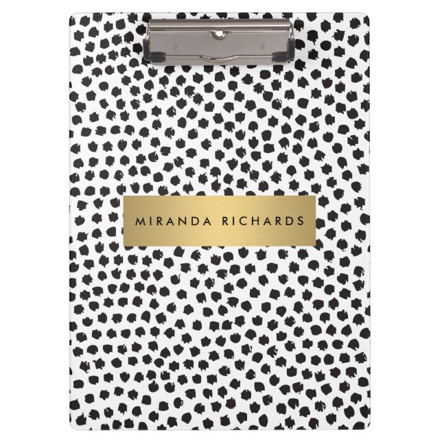 Porte-bloc Points Confetti Noir Luxe II avec Gold Bar (Devant)