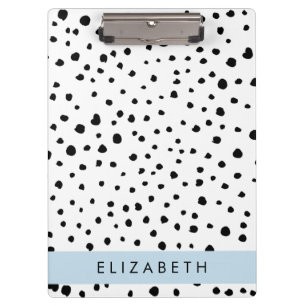 Porte-bloc Points dalmatiens, Spots, Noir et Blanc, Votre nom
