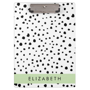 Porte-bloc Points dalmatiens, Spots, Noir et Blanc, Votre nom