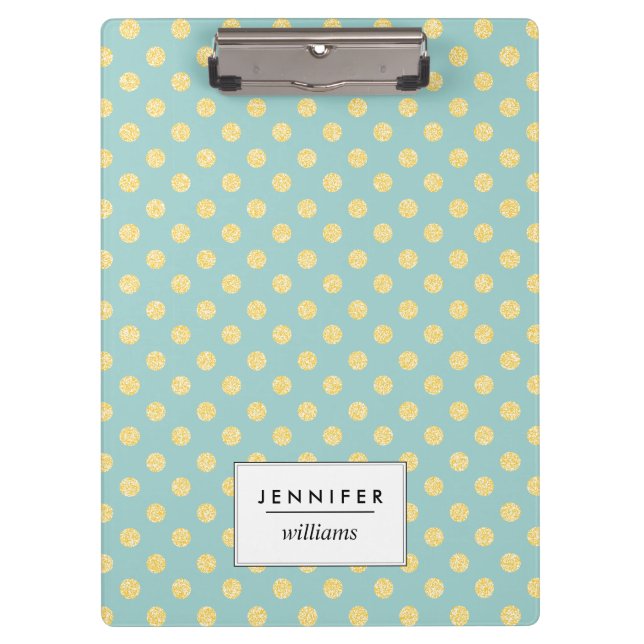 Porte-bloc Points de Parties scintillant Mint et Gold Faux Pe (Devant)
