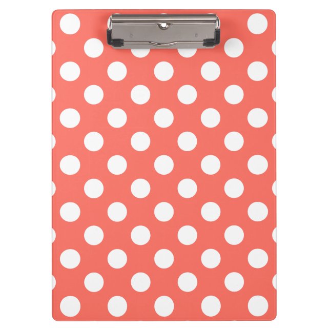 Porte-bloc Pois blancs sur corail vivant (Devant)