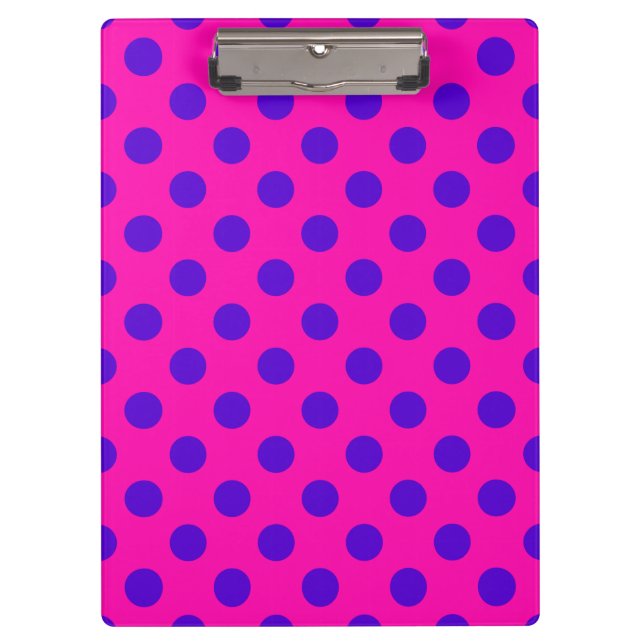 Porte-bloc Pois bleus sur fuchsia (Devant)