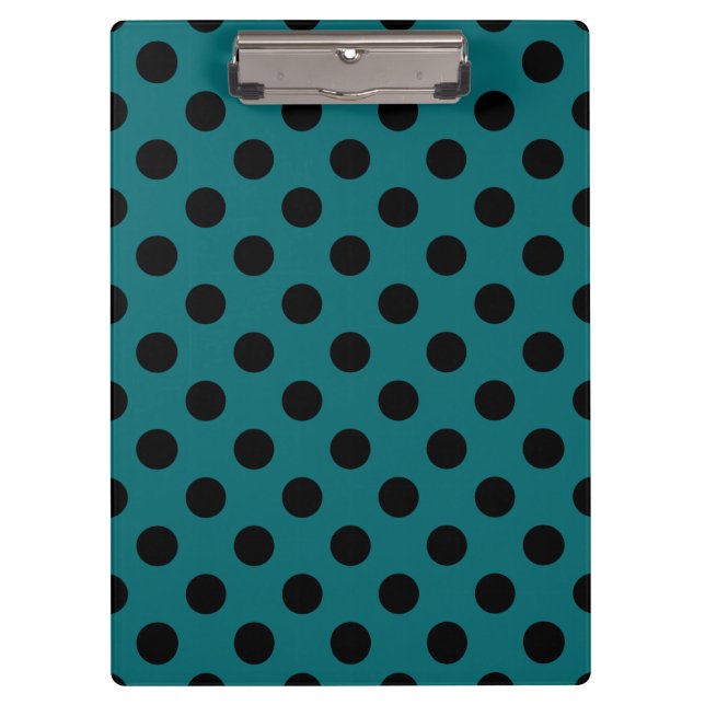 Porte-bloc Pois noirs en turquoise (Devant)
