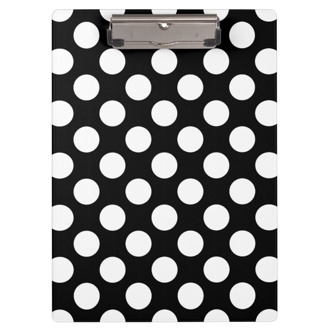 Porte-bloc Pois noirs et blancs, Motif Polka (Devant)