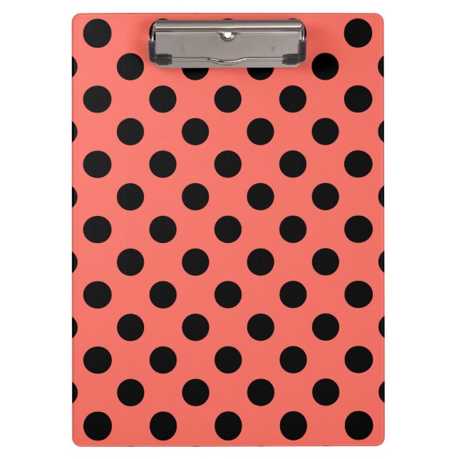 Porte-bloc Pois noirs sur corail vivant (Devant)