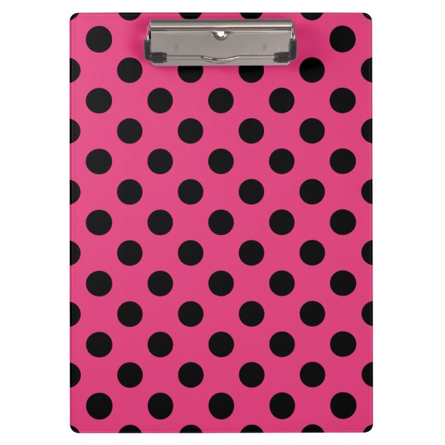 Porte-bloc Pois noirs sur fuchsia (Devant)