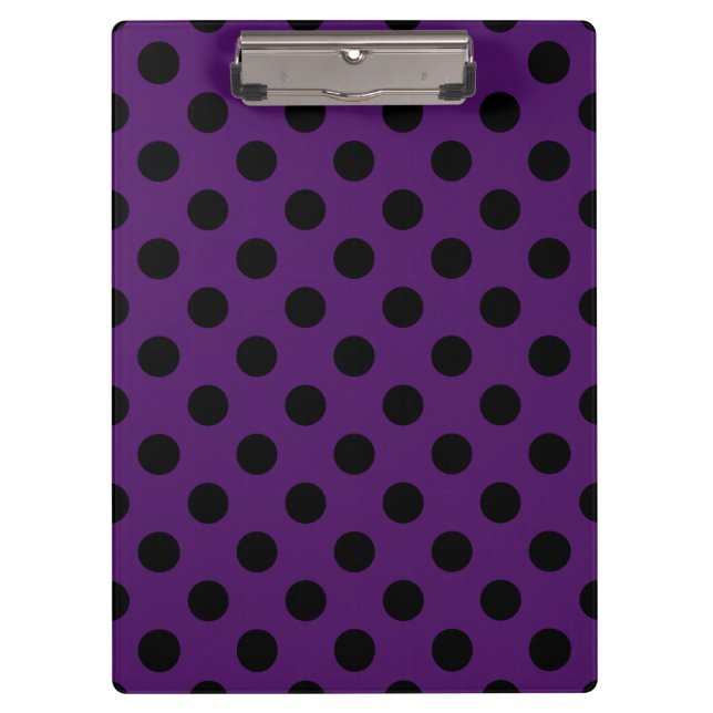 Porte-bloc Pois noirs sur prune violette (Devant)