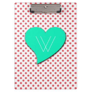 Porte-bloc Pois roses de corail - Monogramme par Shirley Tayl