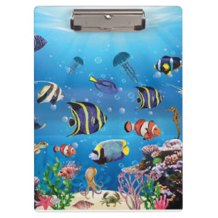 Porte-bloc Poissons tropicaux nageant Fond