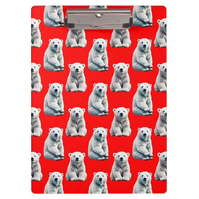 Porte-bloc Polar Bear Pattern Design On Red  (Devant)