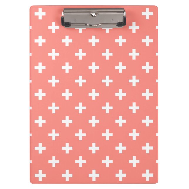 Porte-bloc Polka blanche croise sur la pêche (Devant)