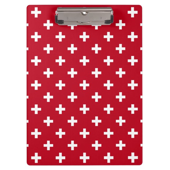 Porte-bloc Polka blanche croise sur rouge (Devant)