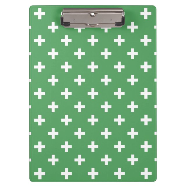 Porte-bloc Polka blanche croise sur vert (Devant)