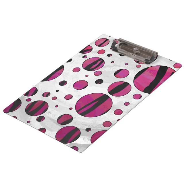 Porte-bloc Polka Dot Tiger rose chaud et noir (Incliné)