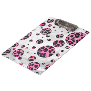 Porte-bloc Polka Leopard Pot noir et rose chaud
