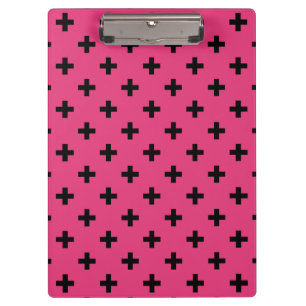 Porte-bloc Polka noire croise sur fuchsia