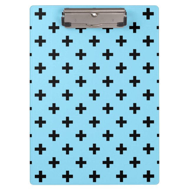 Porte-bloc Polka noire croise sur le bleu bébé (Devant)