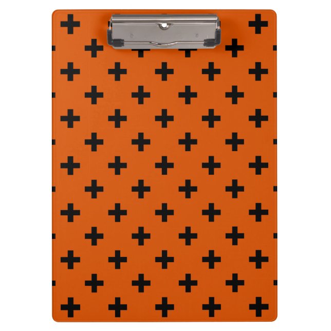 Porte-bloc Polka noire croise sur orange (Devant)
