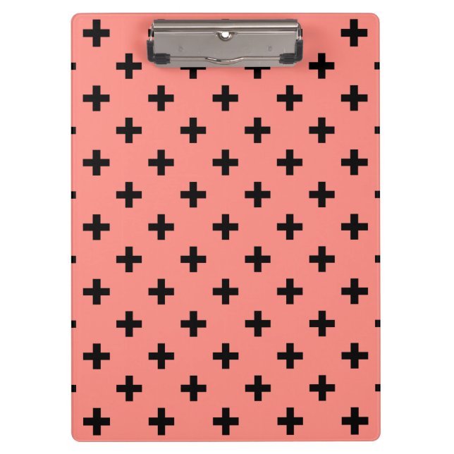 Porte-bloc Polka noire croise sur pêche (Devant)