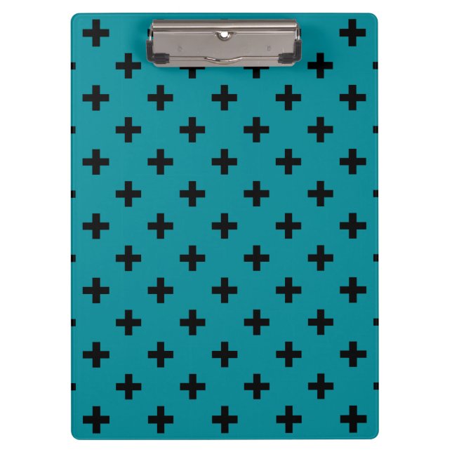 Porte-bloc Polka noire croise sur turquoise (Devant)