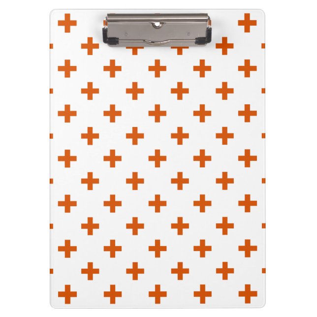 Porte-bloc Polka orange croise sur blanc (Devant)