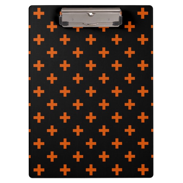 Porte-bloc Polka orange croise sur noir (Devant)