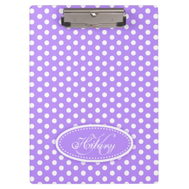 Porte-bloc Polka point violet nom personnalisé et porte - blo (Devant)