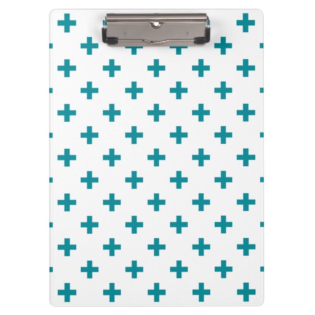 Porte-bloc Polka turquoise croise sur blanc (Devant)