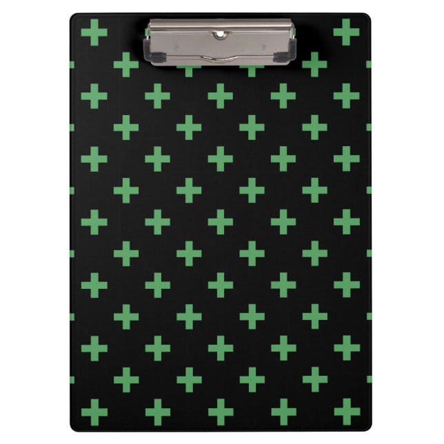 Porte-bloc Polka verte croise sur noir (Devant)