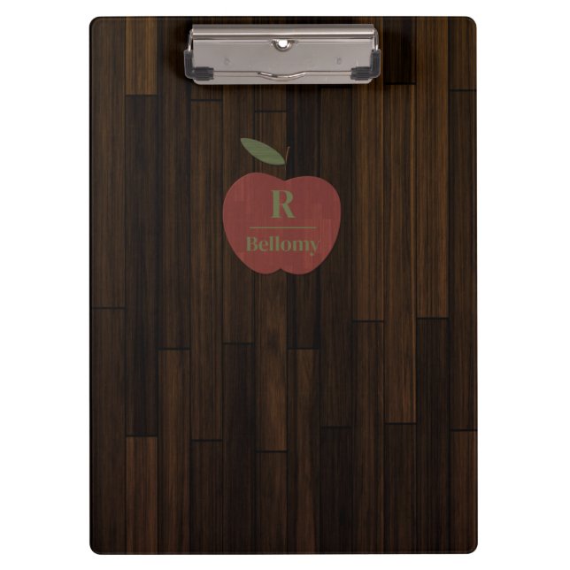 Porte-bloc Pomme en bois rouge (Devant)