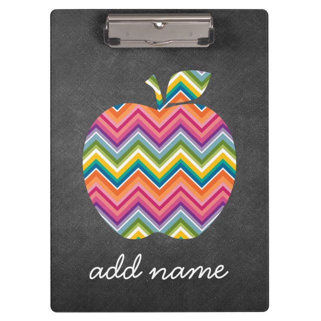 Porte-bloc Pomme enseignant personnalisée avec Motif Chevron  (Devant)
