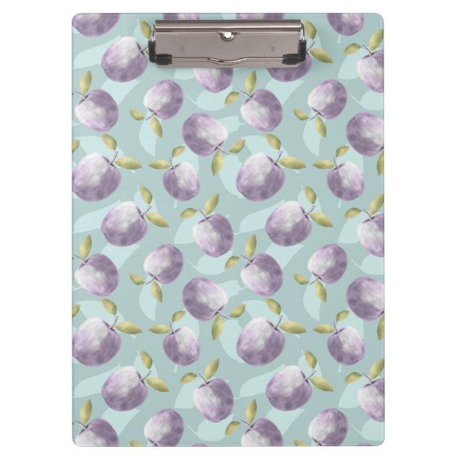 Porte-bloc Pommes d'hiver vert froid et violet motif (Devant)