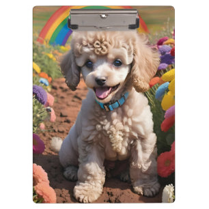 Porte-bloc Poodle mignon Fleur colorée et arc-en-ciel