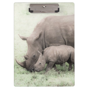 Porte-bloc Porte - bloc blanc de rhinocéros et de bébé