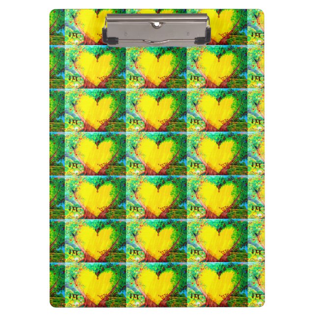 Porte-bloc porte - bloc de coeur jaune (Devant)