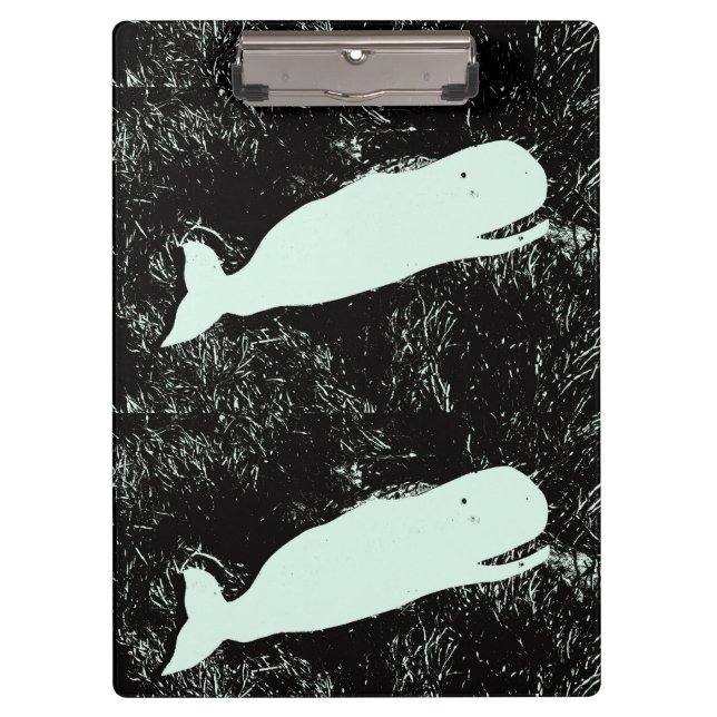 Porte-bloc porte - bloc de deux baleines blanches (Devant)