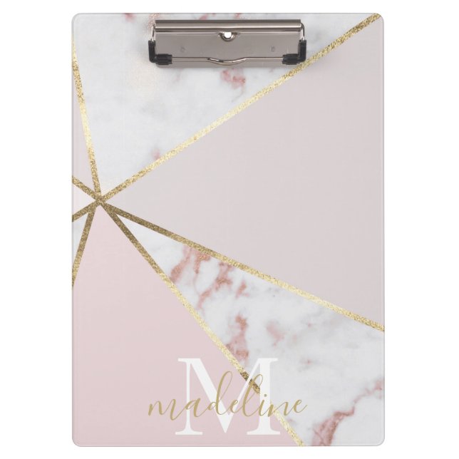 Porte-bloc Porte - bloc de monogramme géométrique Blush Gold  (Devant)