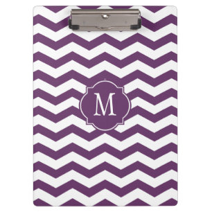Porte-bloc Porte - bloc de monogramme violet et blanc Chevron