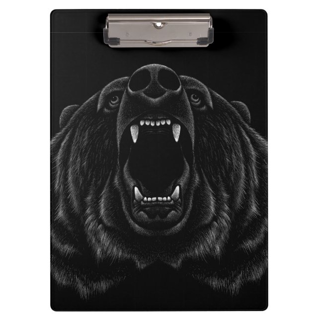 Porte-bloc Porte - bloc d'ours noir rugissant (Devant)