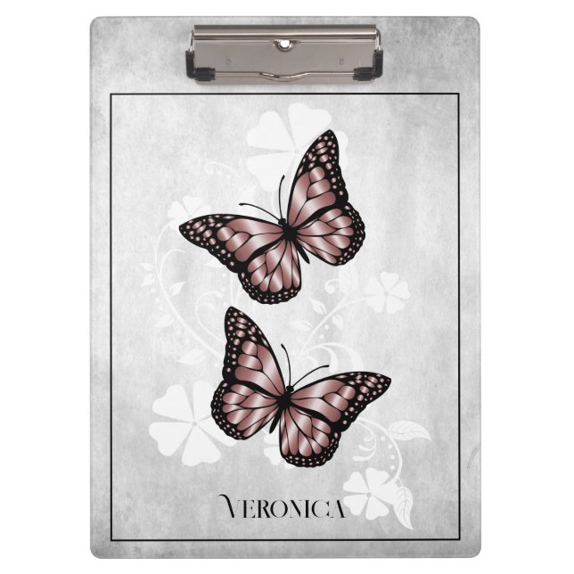 Porte-bloc Porte - bloc floral papillon rose (Devant)