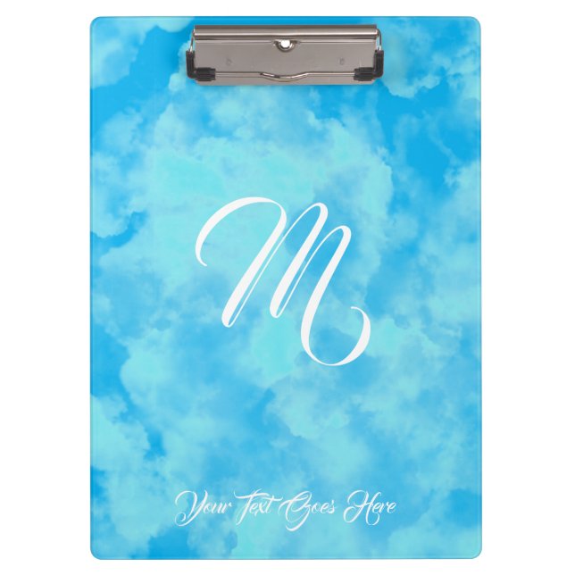 Porte-bloc Porte - bloc Monogramme bleu des nuages mous (Devant)