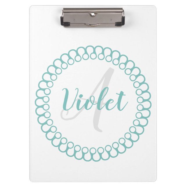 Porte-bloc Porte - bloc Monogramme circulaire turquoise (Devant)