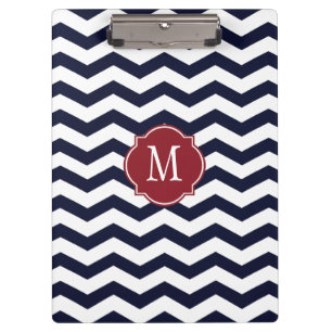 Porte-bloc Porte - bloc Monogramme Marine Blue & Red Chevron