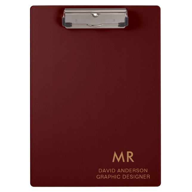 Porte-bloc Porte-bloc-notes rouge avec monogramme de nom doré (Devant)