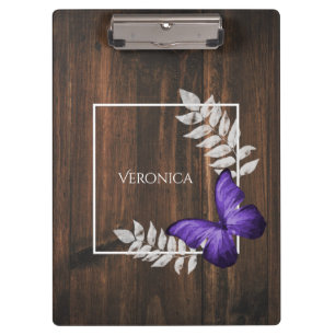 Porte-bloc Porte - bloc papillon violet rustique