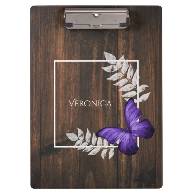 Porte-bloc Porte - bloc papillon violet rustique (Devant)