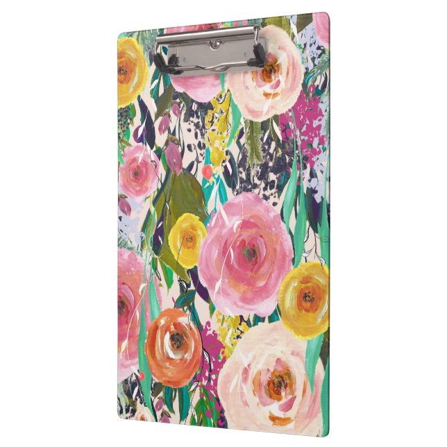 Porte-bloc Porte - bloc peint de cadeau de dames de fleurs (Gauche)