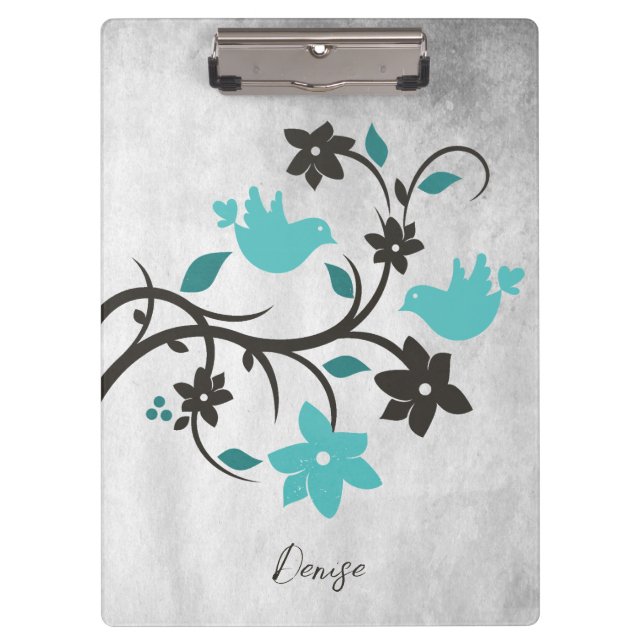 Porte-bloc Porte - bloc personnalisé Lovebirds turquoise (Devant)