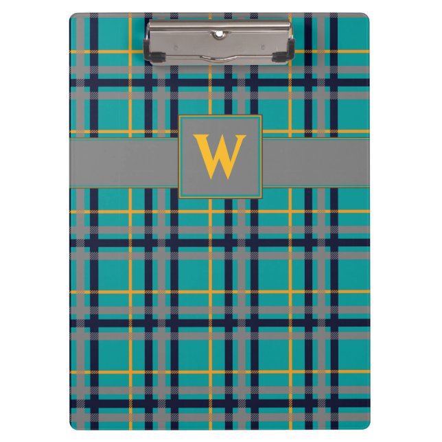 Porte-bloc Porte - bloc Plaid bleu et orange (Devant)