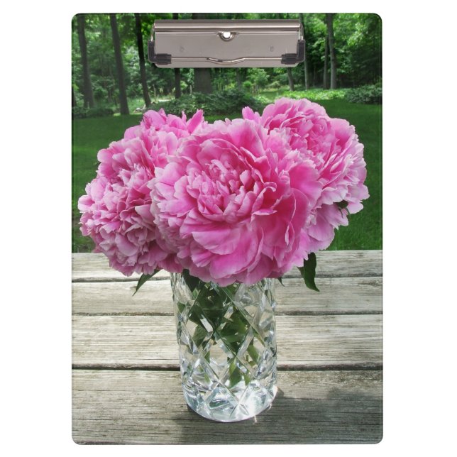 Porte-bloc Porte - bloc rose de pivoines (Devant)